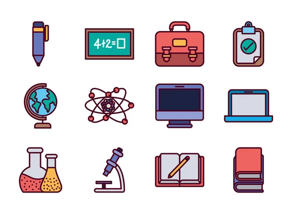 Geïsoleerde school pictogram set vector ontwerp — Stockvector