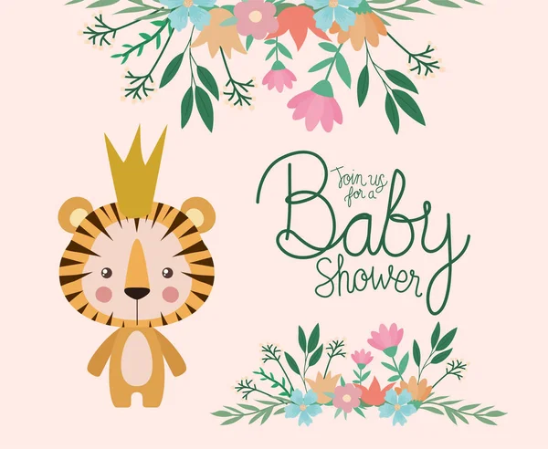 Baby shower zaproszenie z projektu wektor kreskówki tygrysa — Wektor stockowy