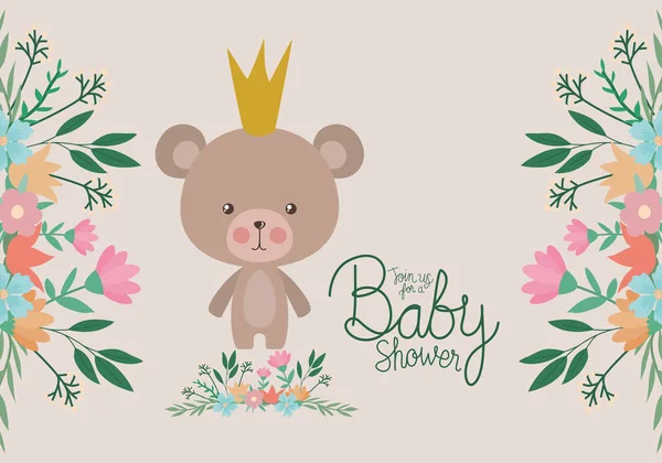 Baby shower zaproszenie z projektu wektor niedźwiedź kreskówki — Wektor stockowy