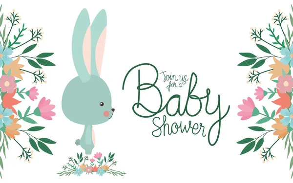 Baby shower zaproszenie z królika wektor projektu kreskówki — Wektor stockowy