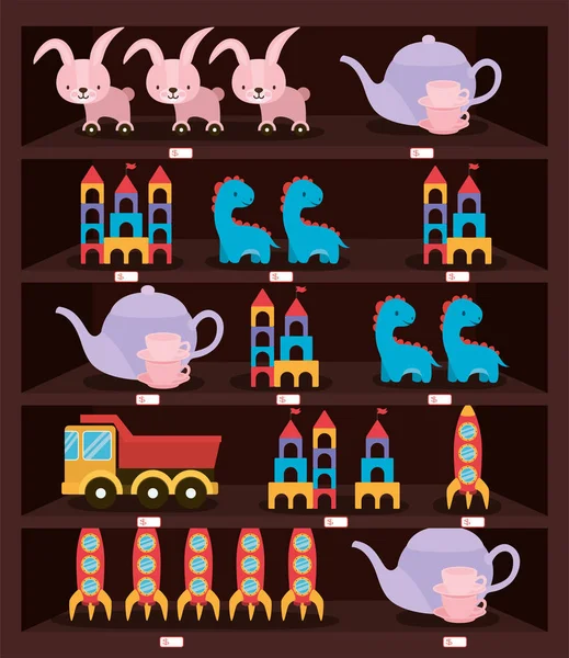 Speelgoed pictogram set vector ontwerp — Stockvector