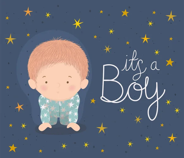 Boy cartoon with stars of baby shower concept vector design — Stockvector