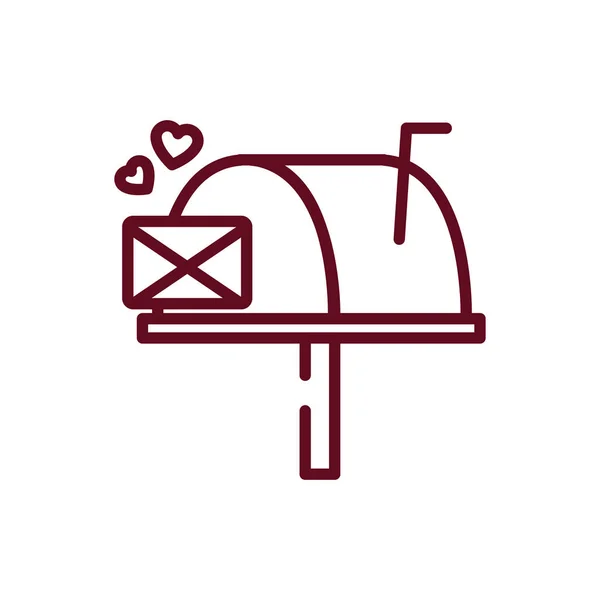 Cartão de amor com corações e design vetorial de caixa de correio — Vetor de Stock