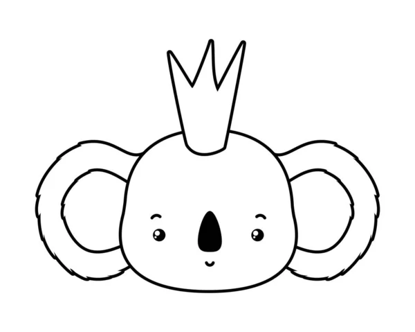Cute koala cartoon with crown vector design — 스톡 벡터
