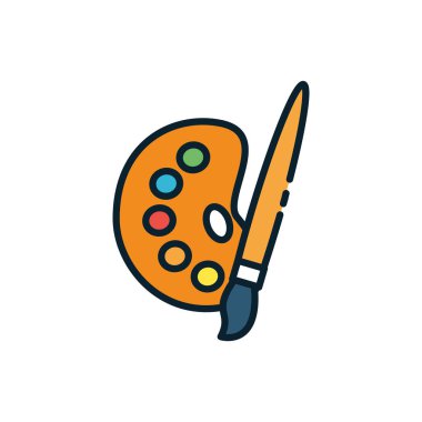 İzole boya paleti ve fırça vektör tasarımı