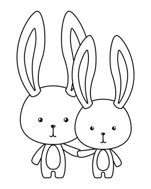 Şirin tavşanlar çizgi film vektör tasarımı