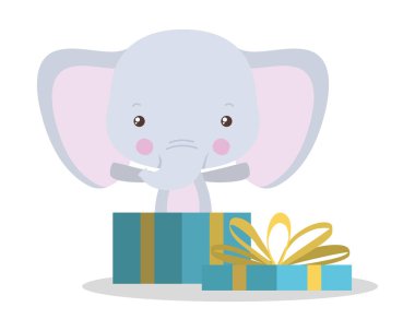 Hediye vektör tasarımlı şirin bir fil.