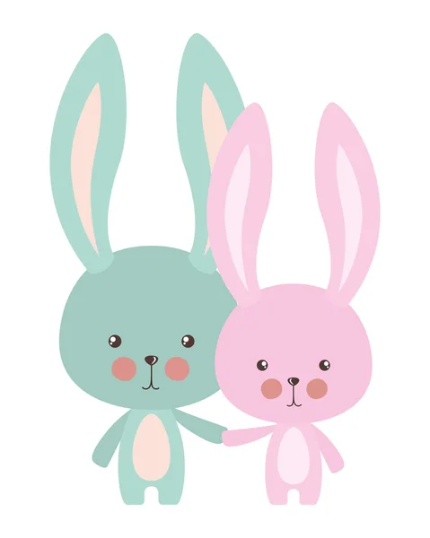 Cute rabbits cartoons vector design — Stock Vector