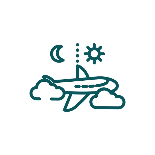 Samolot odizolowany chmury słońce i księżyc wektor projekt — Wektor stockowy