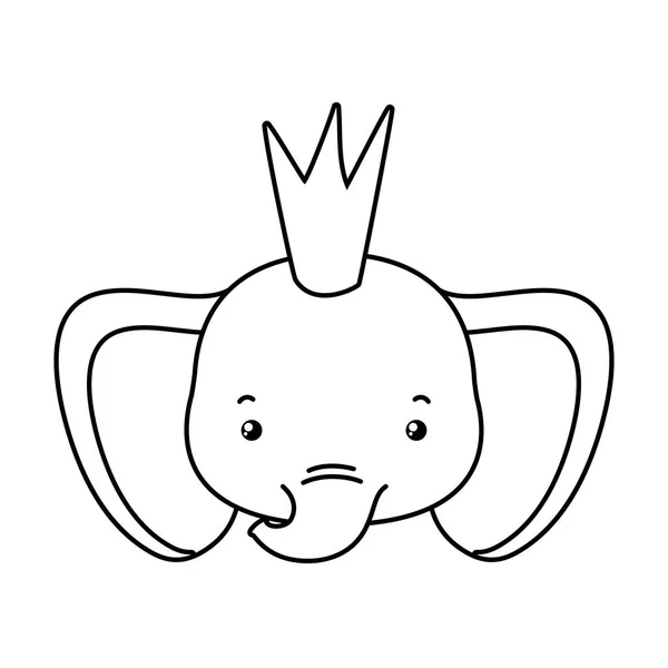 Lindo elefante con diseño de vectores de corona — Vector de stock