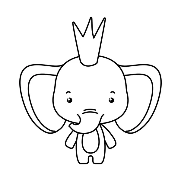 Cute elephant with crown vector design — 스톡 벡터