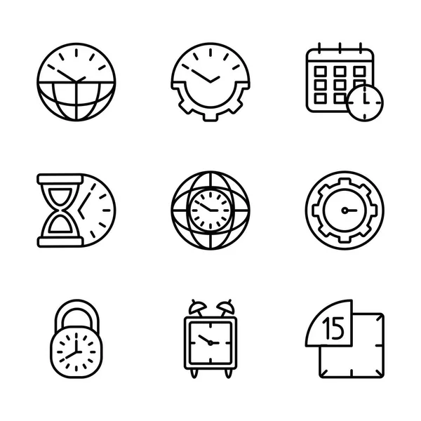 Relojes aislados instrumentos icono conjunto vector diseño — Vector de stock