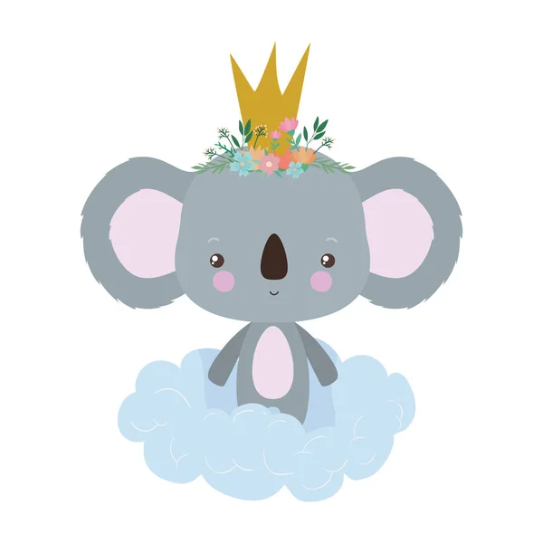 Cute koala with crown over cloud vector design — Stock Vector
