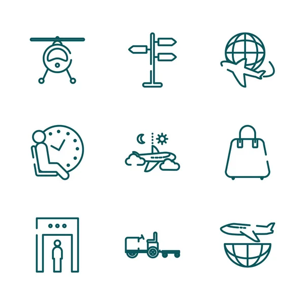 Geïsoleerde reis-en luchthaven pictogram set vector ontwerp — Stockvector