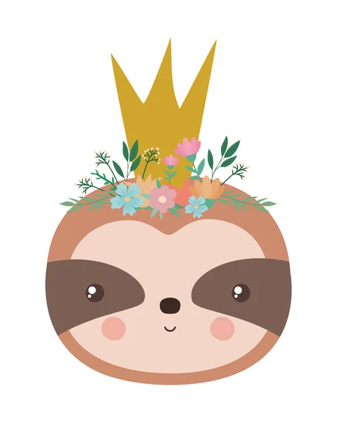 Cute sloth bear with crown vector design — 스톡 벡터