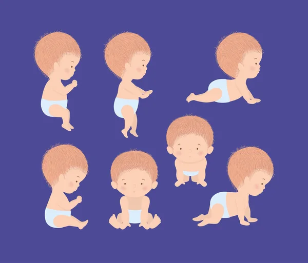 不同位置向量设计中的婴儿 — 图库矢量图片