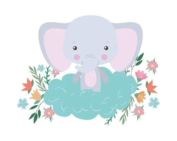 雲ベクトルデザイン上のかわいい象の漫画 — ストックベクタ