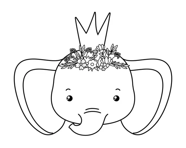 带有冠状矢量设计的可爱大象 — 图库矢量图片