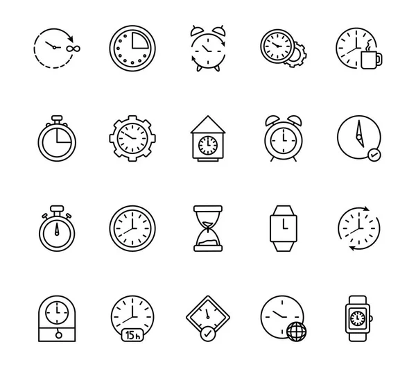 Relógios isolados instrumentos ícone conjunto vetor design — Vetor de Stock