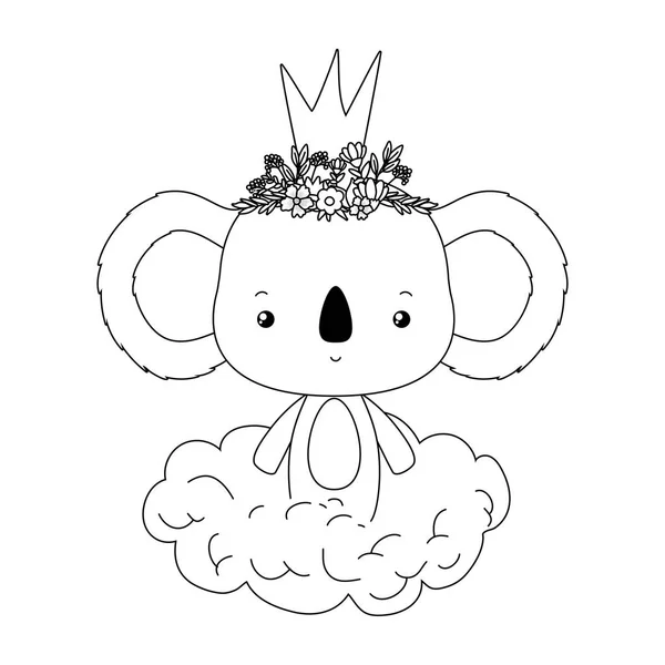 Cute koala with crown over cloud vector design — 스톡 벡터