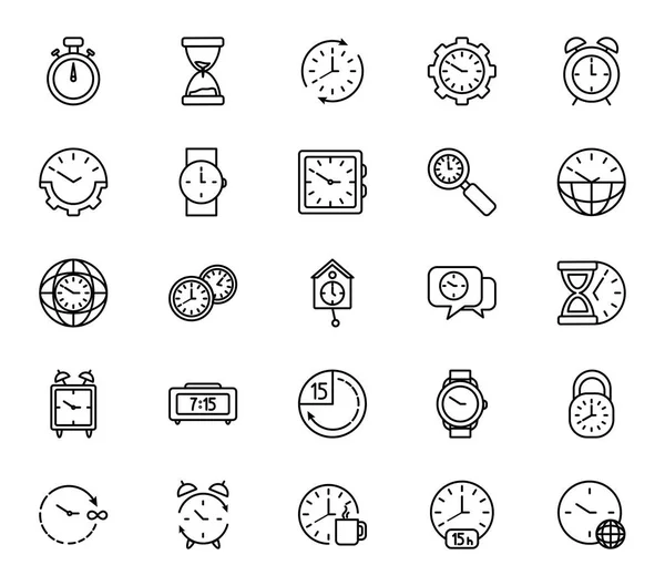 Relojes aislados instrumentos icono conjunto vector diseño — Vector de stock