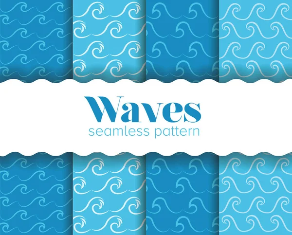 Blue waves seamless pattern vector design — 스톡 벡터