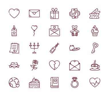 Aşk ve sevgililer günü ikonu vektör dizaynı