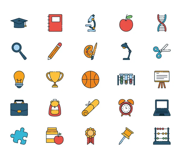 Geïsoleerde school pictogram set vector ontwerp — Stockvector