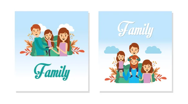 Mother father daughter and son vector design — Stock Vector