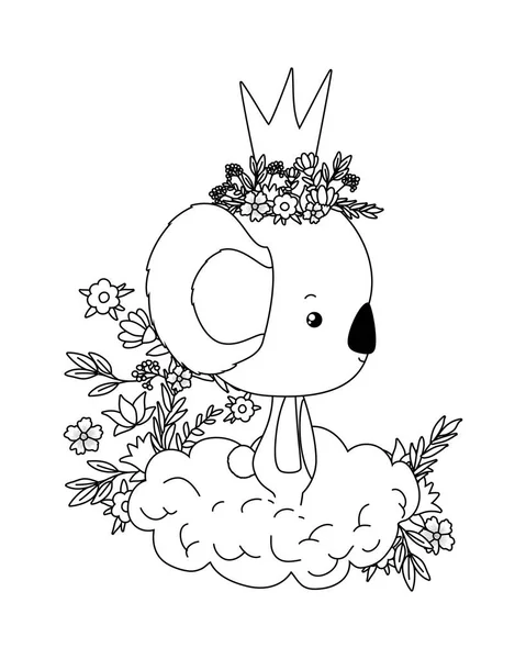 Cute koala with crown over cloud vector design — 스톡 벡터