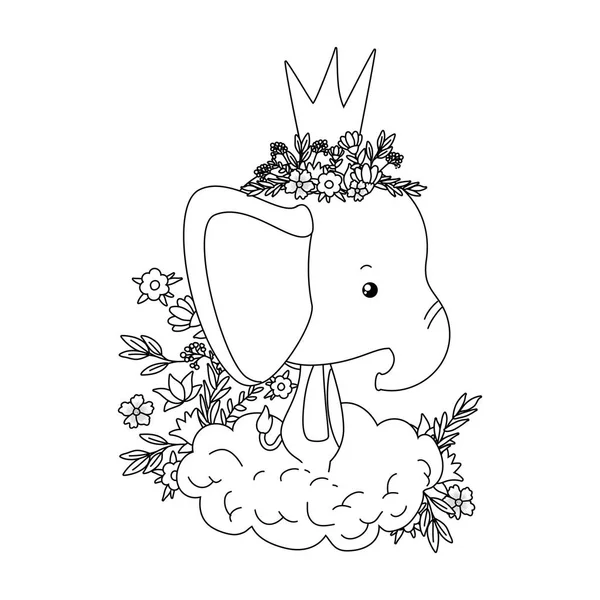 Cute elephant with crown over cloud vector design — 스톡 벡터