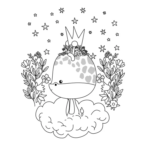 Cute giraffe with crown over cloud vector design — 스톡 벡터