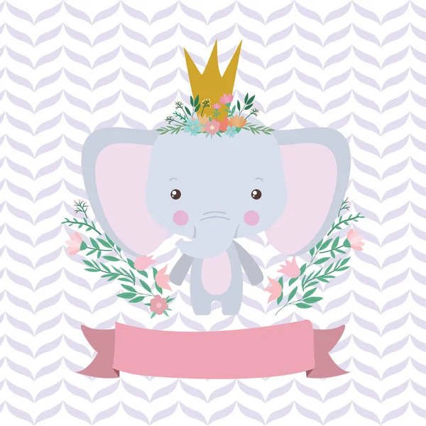 Cute elephant cartoon and ribbon vector design — ストックベクタ