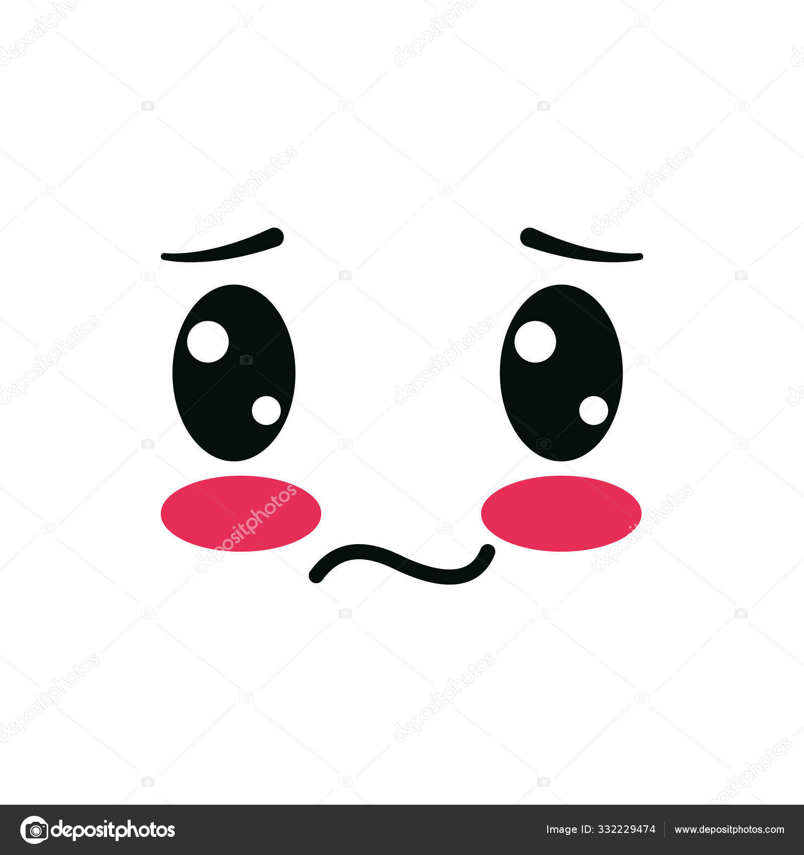 Feliz Rosto Desenho Animado, Kawaii Expressão Personagem Bonito
