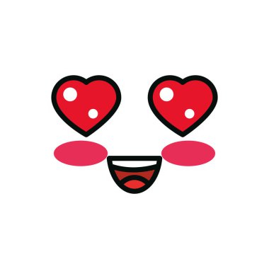 Aşık yüzlü kawaii karikatür vektör tasarımı