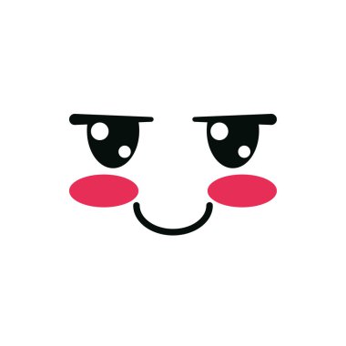 İzole edilmiş kawaii kabarık yüzlü çizgi film vektör tasarımı