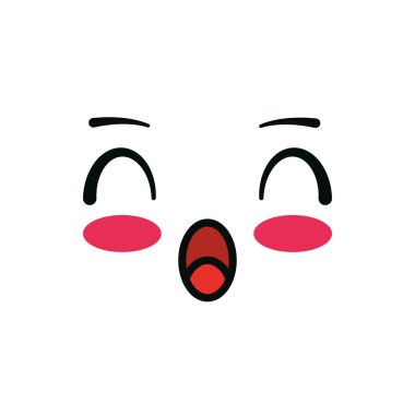 İzole edilmiş kawaii çığlık atan yüz çizgi film vektör tasarımı