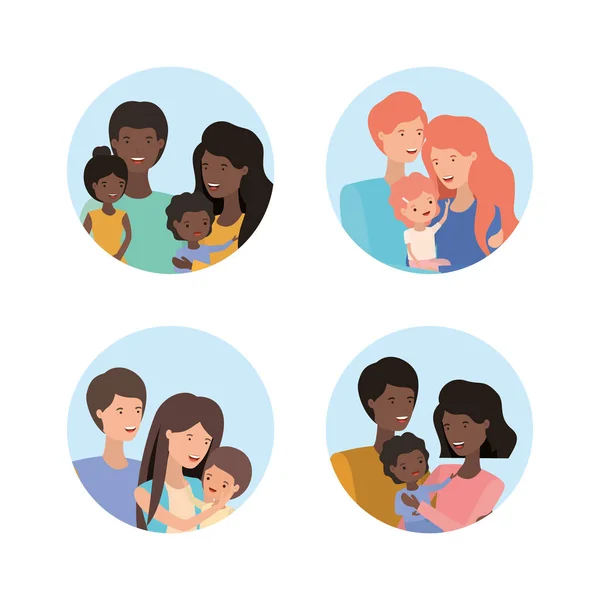Set of mother father and kids vector design — 스톡 벡터