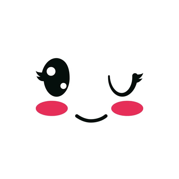 Geïsoleerde kawaii gelukkig en knipoog gezicht cartoon vector ontwerp — Stockvector