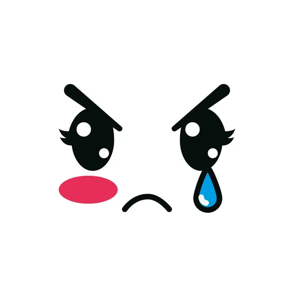 孤立した泣いて怒っている幸せな顔の漫画のベクトルデザイン — ストックベクタ