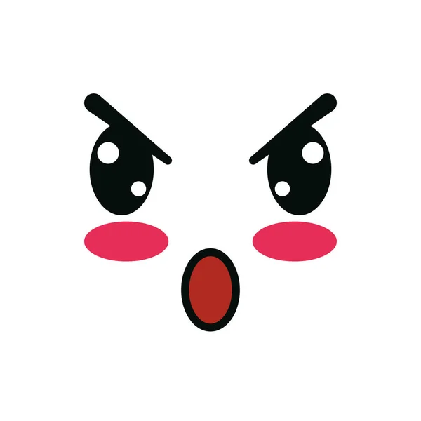 隔離されたかわいい怒っている顔の漫画のベクトルデザイン — ストックベクタ
