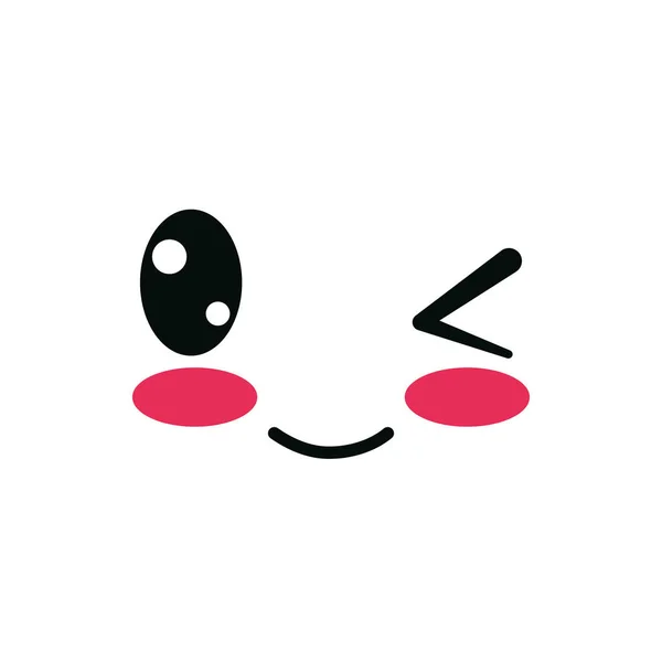 Elszigetelt Kawaii boldog és kacsintós arc rajzfilm vektor tervezés — Stock Vector