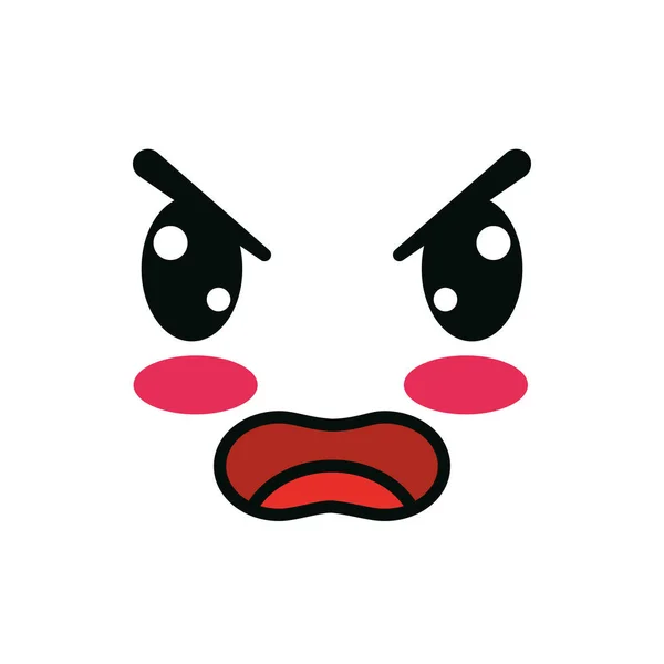 隔離されたかわいい怒っている顔の漫画のベクトルデザイン — ストックベクタ
