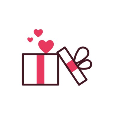 Hediye vektör tasarımının içindeki izole kalpler