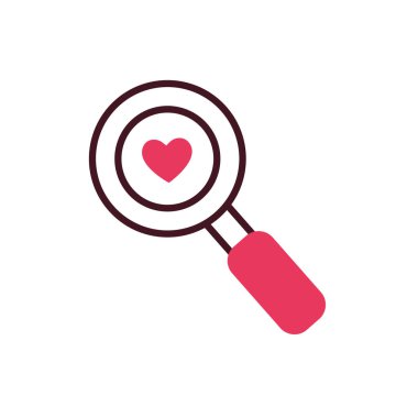 Lupe vektör tasarımının içindeki izole kalp