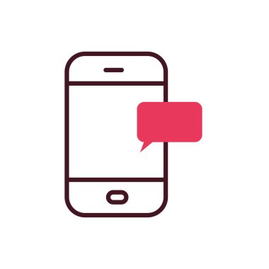 İzole edilmiş dijital akıllı telefon ve kırmızı balon vektör tasarımı