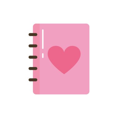 Kalp vektör tasarımı ile izole edilmiş defter