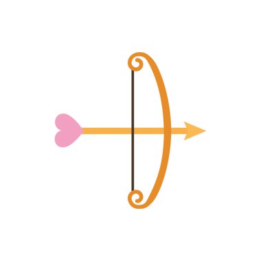 Kalp vektör tasarımlı yay ve ok izole edildi