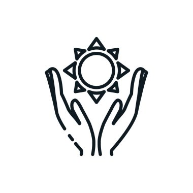 İzole edilmiş güneş ve eller vektör tasarımı