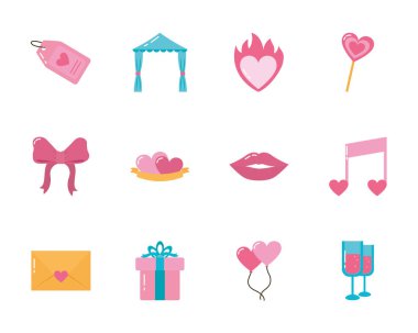 Aşk ve sevgililer günü ikonu vektör dizaynı